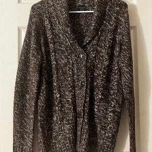 Faded Glory Chocolate and Ivory Knit Cardigan